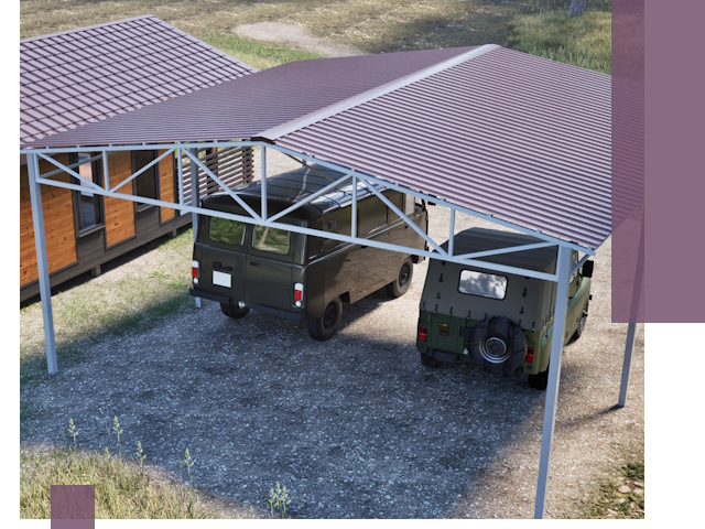 Двускатные навесы под ключ в Махачкале — изготовление и монтаж