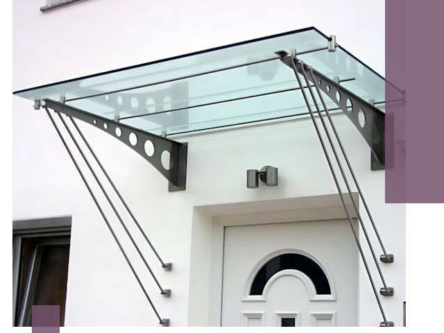 Козырьки над входом под ключ в Махачкале — изготовление и монтаж
